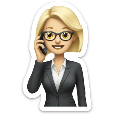 Blonde pale businesswoman wearing glasses talking on her cell phone sticker