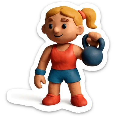 sport girl with kettlebell sticker