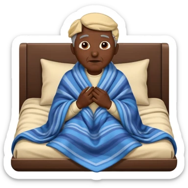 dark skin old man with tucked blanket sticker