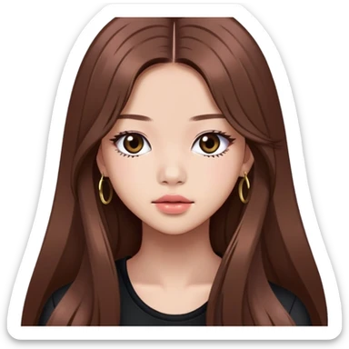 Jennie from BLACKPINK with long brown hair sticker