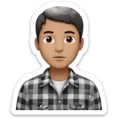 Vaquero camisa de cuadros blanca con negro  joven sacando humo d ela boca  sticker