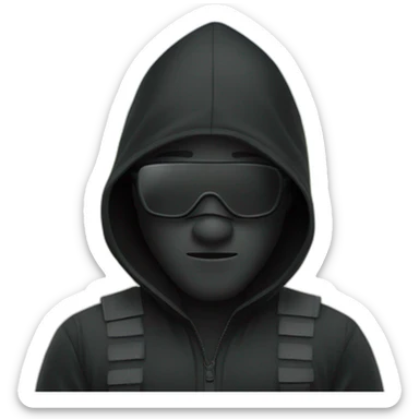 Homme habillé en noir avec une cagoule sticker