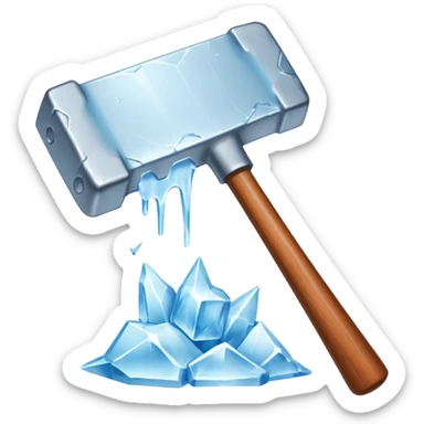 an ice and a big hammer, means break the ice sticker