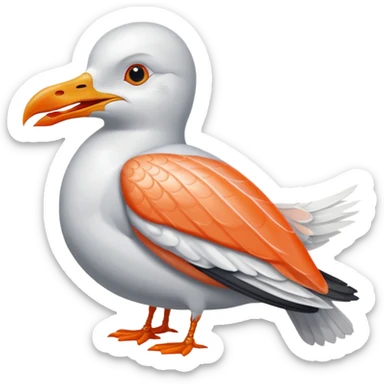 seagull eating salmon sticker