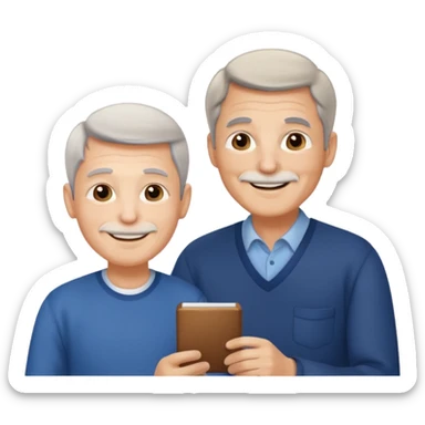 man of 60 years old teaching a young man sticker