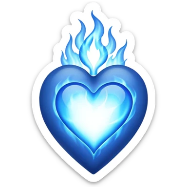 burning blue heart with blue flame sticker