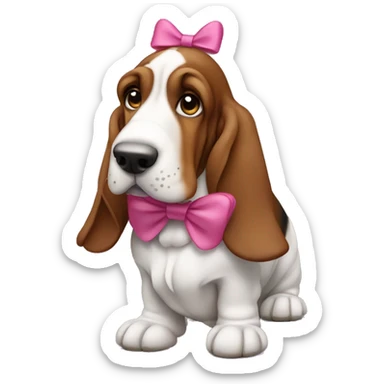 Basset hound with pink bow sticker