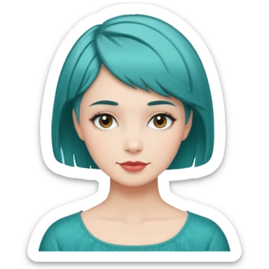 Teal hugs short hair women with Belles wording sticker