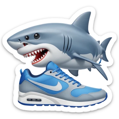 tiburon con zapatillas sticker