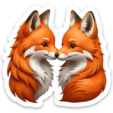 lovely fox kiss sticker