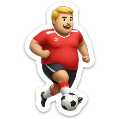fat soccer player running sticker
