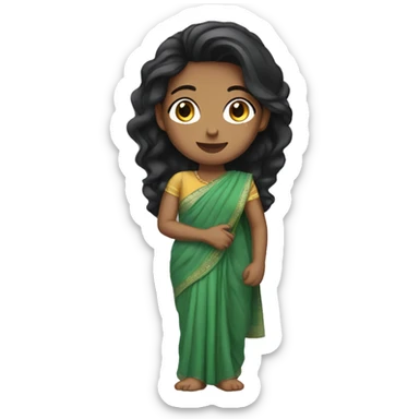 Light skin black hair girl wearing saree sticker