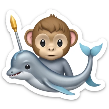 narwhal and monkey half body each part sticker