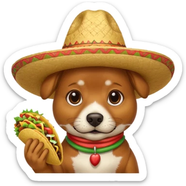 A Italian dog with sombrero and taco sticker
