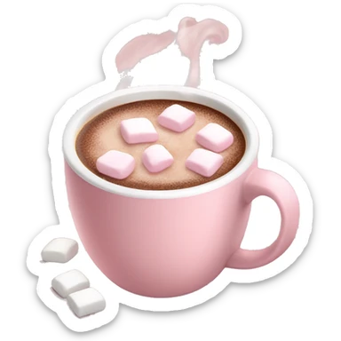 Light Pink mug of hot chocolate with marshmallows  sticker