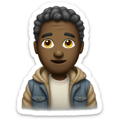 Small character with baggy old school cloths sticker