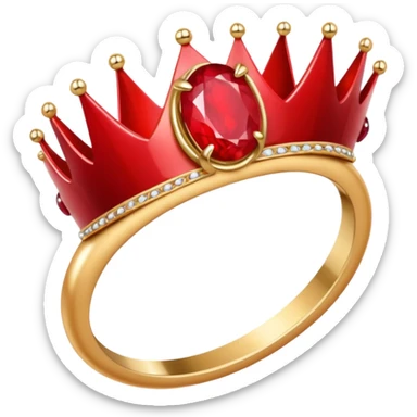 couronne en or à 3 pointes avec un énorme rubis au centre en cabochon sticker