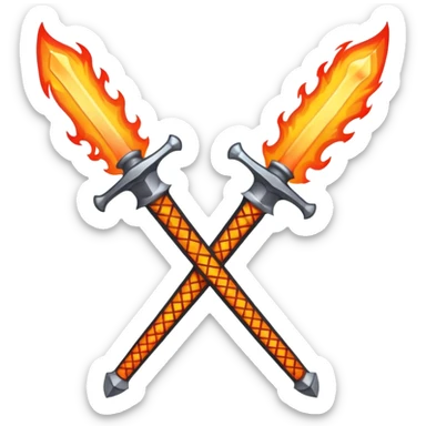 sword on fire crossed sticker