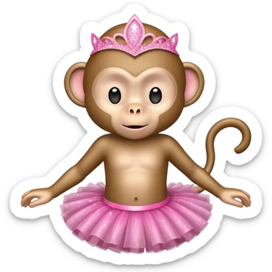 monkey in a pink glittery tutu sticker