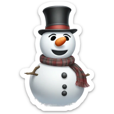 Realistic classic snowman sticker