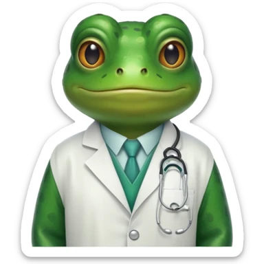 A frog in a doctor’s coat, portrait sticker