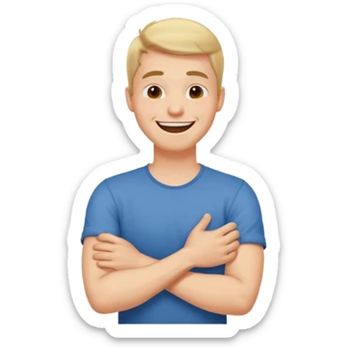 Arms crossed holding neck laughing guy sticker