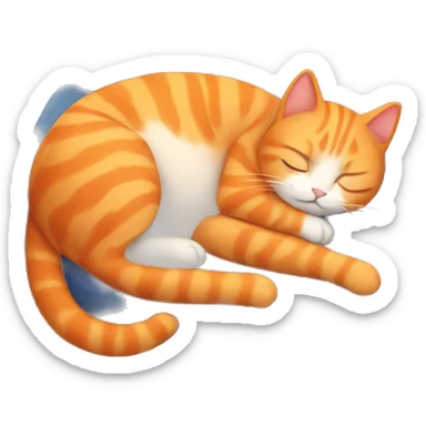 orange cute cat sleeping cozily sticker