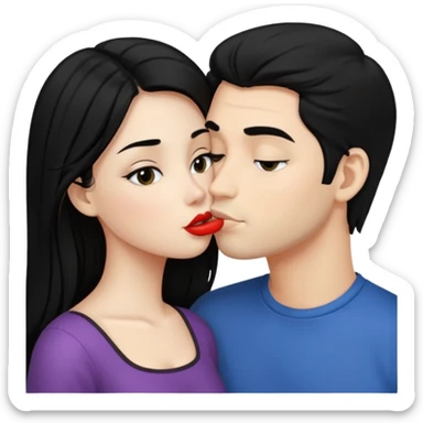 Black hair naked girl kissing a man with black hair  sticker