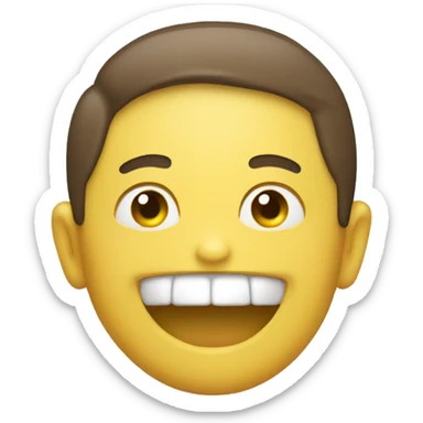 Smiling emoji with yellow bone in its mouth sticker