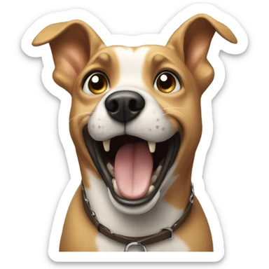 A person surprised by a laughing dog sticker