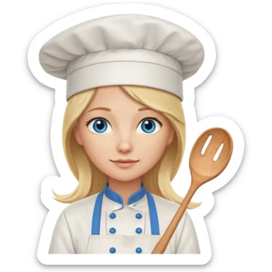 Long Blonde hair blue eyed female chef sticker