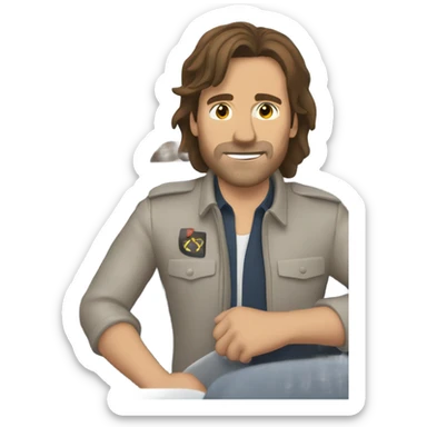 Brown haired mullet man flying plane that’s crashing sticker