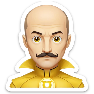 dc sinestro yellow lantern with mustache and balding head sticker