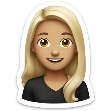 smiling girl in black shirt sticker