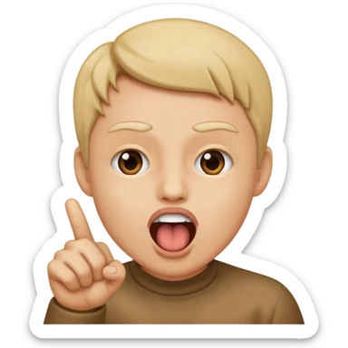 pointing at an open mouth  sticker