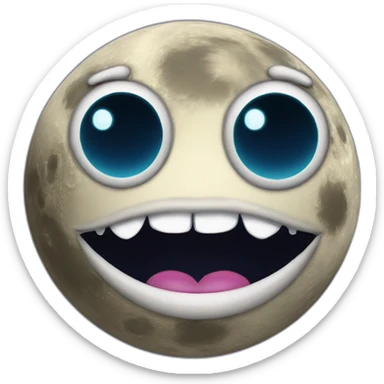 planet moon with huge lips and female eyes sticker
