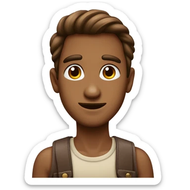 adolencente con pelo marron y ojos grandes sticker