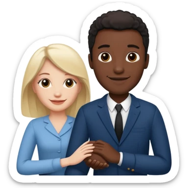 White English Woman and Black DC urban guy holding hands and in love sticker