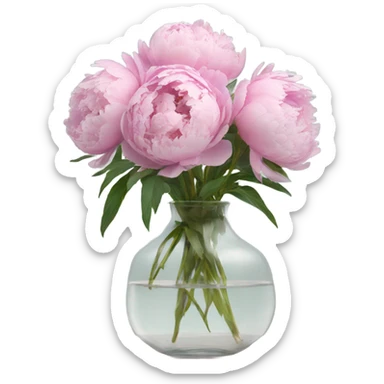 Peonies in a clear vase sticker