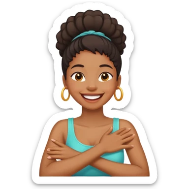 arms crossed holding neck laughing black girl sticker