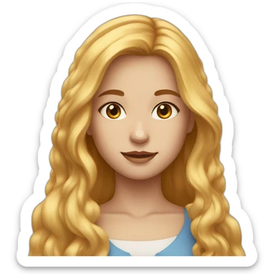 Medium sized girl with long golden honey colored hair and blue eyes sticker