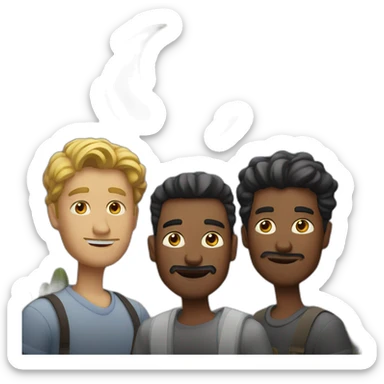 two white guys and a chicano looking at the moon sticker