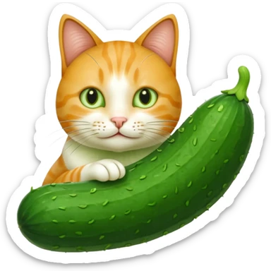Cucumber cat put together  sticker