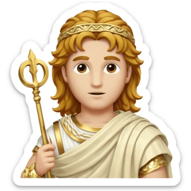 Mercury, Messager of the Gods from Roman Deities with long golden brown wavy hair, ivory sequin toga sticker