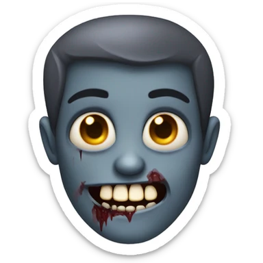 zombie vampire dark grey skin face and weird smile sticker