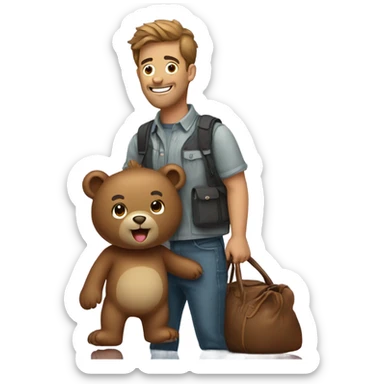 Bear with fellow Tom bag sticker