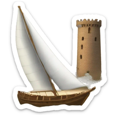 a sailboat and a ancient tower sticker