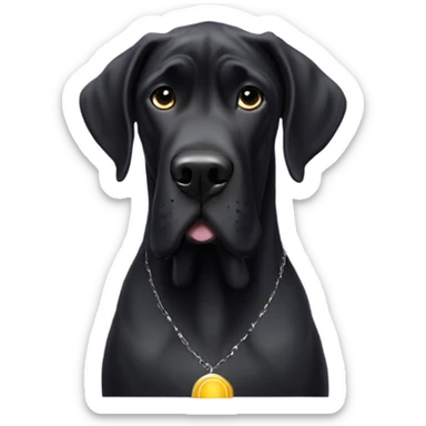 All black Great Dane with halo sticker