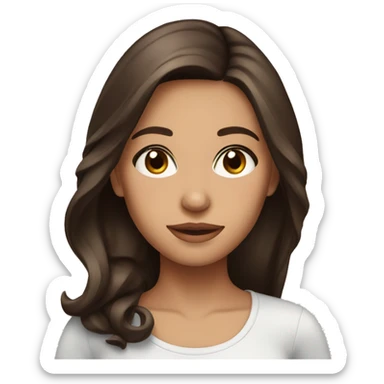 Brunette girl with brown eyes getting ready  sticker