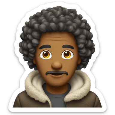 homme métisse aux cheveux bouclés avec une capuche sticker